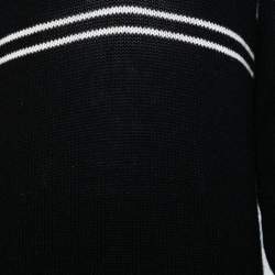 Pre Owned Prada Black Patterned Cashmere Knit V-Neck Sweater M