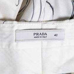 Pre Owned Prada Off White Fairy Printed Silk Pants S