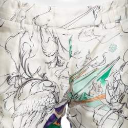 Pre Owned Prada Off White Fairy Printed Silk Pants S
