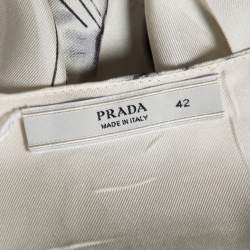 Prada Cream Fairy Printed Silk Flared Skirt M