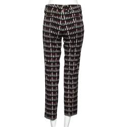 Prada Black Lipstick Printed Wool Trousers M