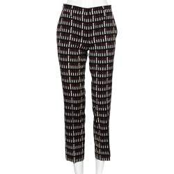 Prada Black Lipstick Printed Wool Trousers M