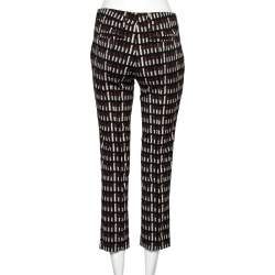 Prada Black Lipstick Printed Wool Trouser S