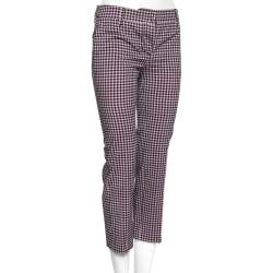 Prada Pink and Black Checkered Wool Trousers M
