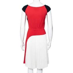 Pre Owned Prada Tricolor Crepe Plisse Pleated Dress S