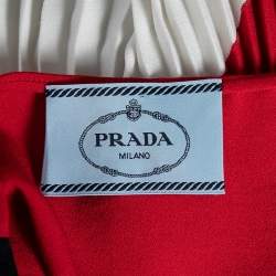 Pre Owned Prada Tricolor Crepe Plisse Pleated Dress S
