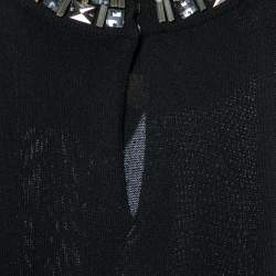Pre Owned Prada Black Knit Embellished Neck Sleeveless Dress S