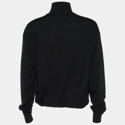 Pre Owned Prada Black Wool & Synthetic Paneled Zip Front Jacket M
