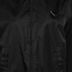 Pre Owned Prada Black Wool & Synthetic Paneled Zip Front Jacket M