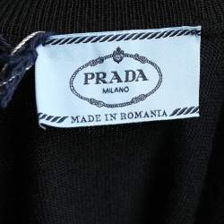 Pre Owned Prada Black Wool & Synthetic Paneled Zip Front Jacket M