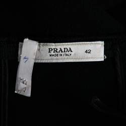 Pre Owned Prada Black Crepe Wool Pleated Skirt M