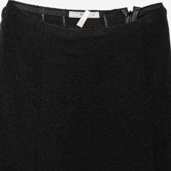 Pre Owned Prada Black Crepe Wool Pleated Skirt M