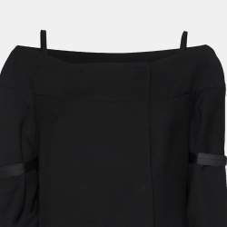 Prada Black Wool Cold Shoulder Midi Coat M