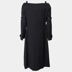 Prada Black Wool Cold Shoulder Midi Coat M