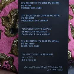 Pre Owned فستان سهرة برادا بروكاد وردي ميتاليك بلا أكمام مقاس متوسط (ميديوم)