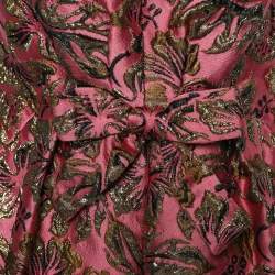 Pre Owned فستان سهرة برادا بروكاد وردي ميتاليك بلا أكمام مقاس متوسط (ميديوم)