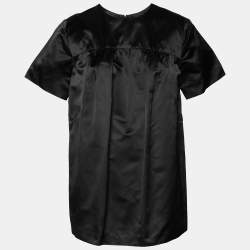 Prada Black Silk Gathered Detail Top M