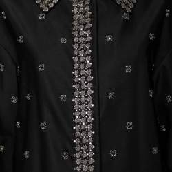 Prada Black Embellished Silk & Wool Button Front Jacket M