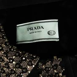 Prada Black Embellished Silk & Wool Button Front Jacket M