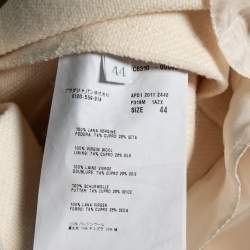 Prada Cream Wool Open Back Detail Button Front Pleated Dress M