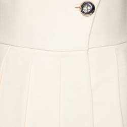 Prada Cream Wool Open Back Detail Button Front Pleated Dress M