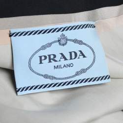 Prada Black Poplin Ostrich Feather Detail Off Shoulder Coat M