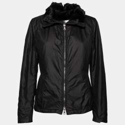 Prada Black Synthetic & Fur Lined Zip Front Jacket M