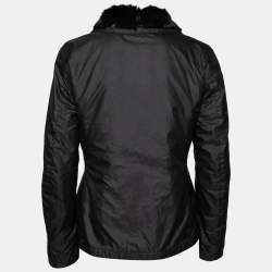 Prada Black Synthetic & Fur Lined Zip Front Jacket M