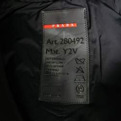 Pre Owned Prada Black Stretch Knit & Fur Trimmed Hooded Jacket M