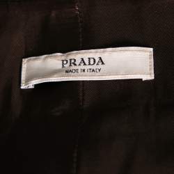 Prada Brown Leather Double Breasted Coat M