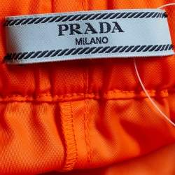 Prada Orange Synthetic Logo Applique Detail Mini Shorts S