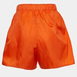 Prada Orange Synthetic Logo Applique Detail Mini Shorts S