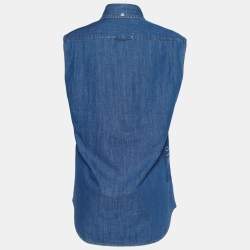 Prada Indigo Sleeveless Denim Shirt M