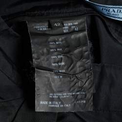 Pre Owned Prada Black Taffeta Silk Pleated Midi Skirt M