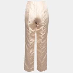 Prada Cream Silk Contrast Paneled Tailored Trousers M