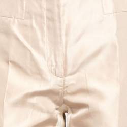 Prada Cream Silk Contrast Paneled Tailored Trousers M