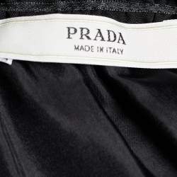 Prada Black Crepe Ruffle Trimmed Button Front Blouse L