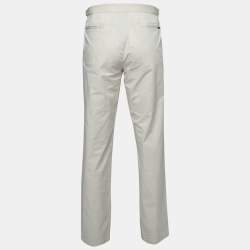 Pre Owned Prada Cream Cotton Trousers Waist 36