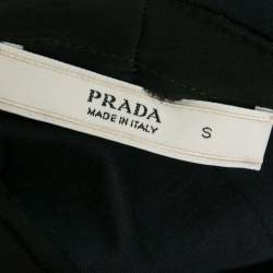 Prada Navy Blue Cotton & Silk Inset Applique Embellished T-Shirt S