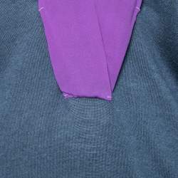 Pre Owned Prada Navy Blue Wool & Silk Neck Tie Detail Long Sleeve Sweater M