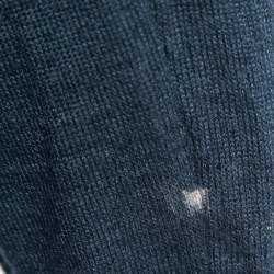 Pre Owned Prada Navy Blue Wool & Silk Neck Tie Detail Long Sleeve Sweater M