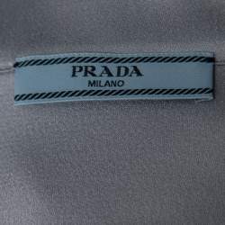 Prada Metallic Grey Satin Feather Detailed Pajama Suit L