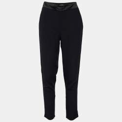 Pre Owned Prada Black Crepe Belted Tapered Trousers S