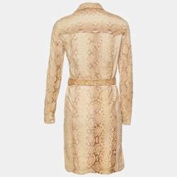 Prada Beige Python Skin Belted Coat S