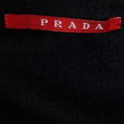 Prada Black Wool & Silk Gathered Hem Midi Dress L