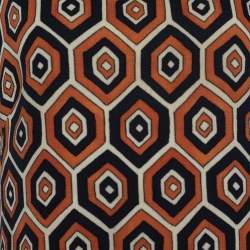 Prada Rustic Orange Geometric Print Wool Sheath Dress L