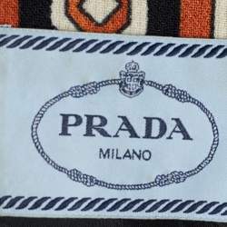 Prada Rustic Orange Geometric Print Wool Sheath Dress L