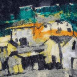 Prada Yellow Village Print Mohair Wool Knit Sweater S