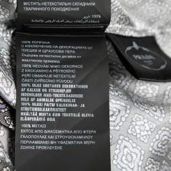 Prada Grey & Blue Paisley Print Silk Feather Cuff Robe Jacket L