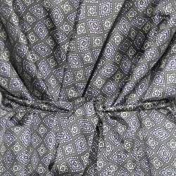 Prada Grey & Blue Paisley Print Silk Feather Cuff Robe Jacket L
